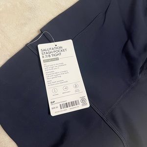 Navy Blue Athleta Salutation Stash Pocket II 7/8 Tight